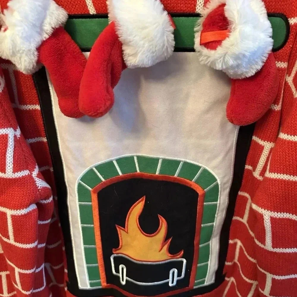 Christmas Party SweaterDec25th L   sweater Fireplace Detachable Stockings - Picture 3 of 5